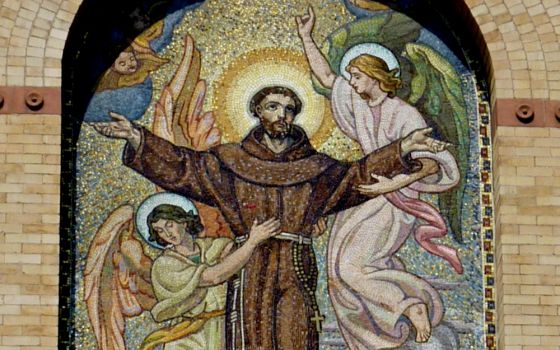 St. Francis of Assisi is depicted in mosaic on the Church of St. Francis of Assisi in Manhattan, New York. The parish is staffed by Franciscan friars of the Holy Name Province. (Wikimedia Commons/Jim McIntosh)