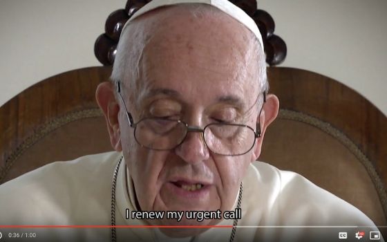 Screengrab of Pope Francis' video message announcing plans to mark the fifth anniversary of "Laudato Si', on Care for Our Common Home" (YouTube/ Global Catholic Climate Movement)