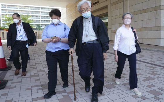 Cardinal Joseph Zen leaves from the West Kowloon Magistrates' courts in Hong Kong on Monday, Sept. 26, 2022. 