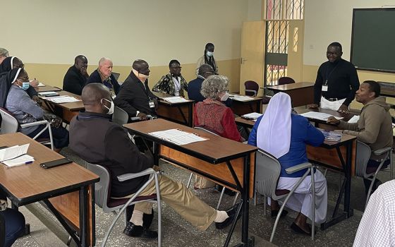 Participants talk during a July 19 breakout session of the Pan-African Catholic Congress on Theology, Society and Pastoral Life, which took place July 18-23 in Nairobi, Kenya. (NCR photo/Christopher White)