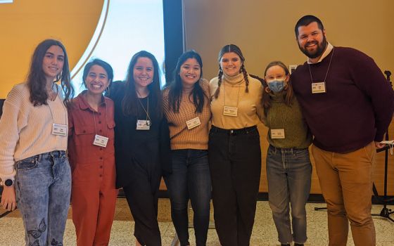 Anna Robertson (third from left) poses with Will Rutt (executive director, Intercommunity Peace and Justice Center) and youth panelists at an event sponsored by the Creation Care Network in early 2022 in Seattle, Washington. (Courtesy of Anna Robertson)