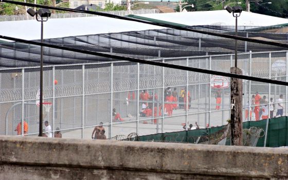 The yard of Orleans Parish Prison in New Orleans is seen from the overpass of what was then Jefferson Davis Parkway in 2012. Last year, the parkway was renamed for Norman Francis, former president of Xavier University of Louisiana. (Flickr/Bart Everson)