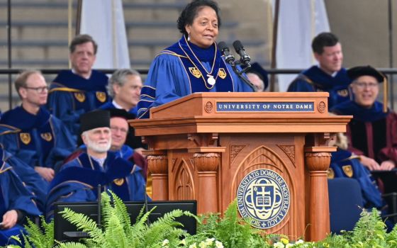 Sharon Lavigne speaks to graduates inside Notre Dame Stadium May 15 at the University of Notre Dame. (Courtesy of University of Notre Dame)