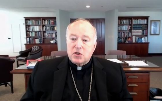 San Diego Bishop Robert McElroy addresses the Oct. 13 "Voting as an Authentic Disciple" virtual conversation. (NCR screenshot)