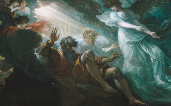 Detail of painting by Benjamin West, "Moses Shown the Promised Land," 1801 (Metropolitan Museum of Art)