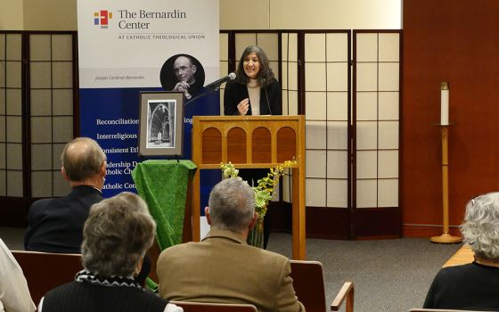 Julie Hanlon Rubio speaks during an event marking the 25th anniversary of the death of Cardinal Joseph Bernardin, Nov. 14 at the Bernardin Center at Catholic Theological Union in Chicago. (Courtesy of Catholic Theological Union)