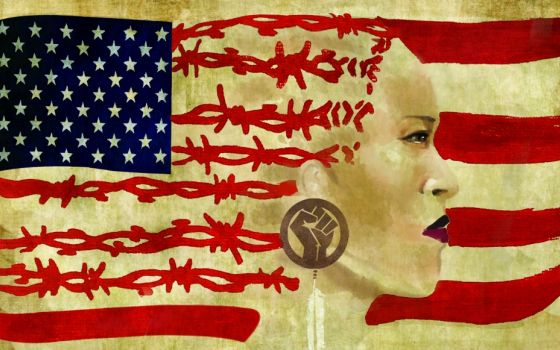 Artwork for the National Black Theatre/Hi-ARTS production of Liza Jessie Peterson's "The Peculiar Patriot"