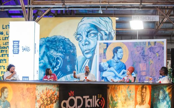 Panelists participate in the Smithsonian National Museum of African American History and Culture "gOD-Talk 2.0: Hip-Hop and #BlackFaith," recorded in New Orleans. (Photo by Ashley Lorrain)