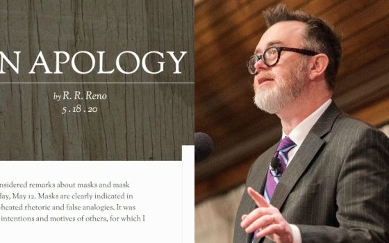 Left: R.R. Reno's apology, posted to the First Things website on May 18 (Screenshot); right: Rod Dreher (CNS/The Trinity Forum)