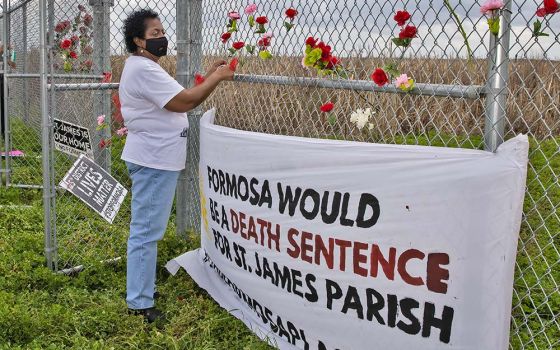 Catholic environmental justice activist Sharon Lavigne at a burial site for enslaved Black people in Louisiana, on the property that Formosa Plastics Group bought to build a petrochemical complex (Courtesy of Goldman Environmental Prize)