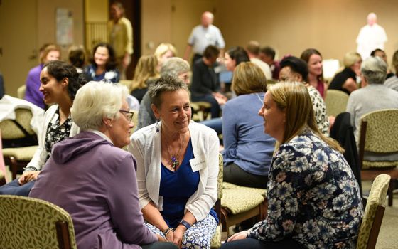 Small groups discuss their ideas and experiences as Catholic women in the Diocese of San Diego during the first Future of Faith event on Nov 4, 2019. Approximately 100 women from throughout the diocese attended the gathering. (Katie Gonzalez)