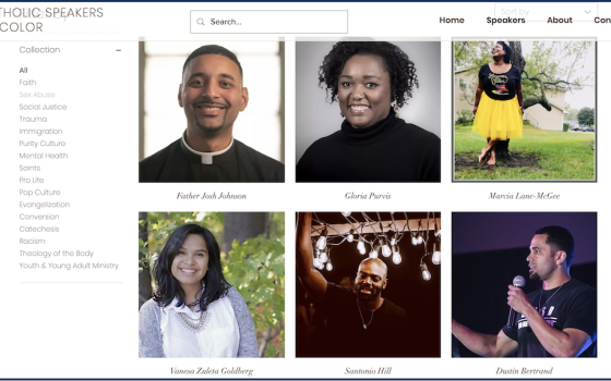 Catholic Speakers of Color, catholicspeakersofcolor.com, currently has profile and contact information for 53 people. (NCR screenshot)