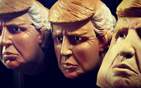Donald Trump masks (Wikimedia Commons/Polylerus)