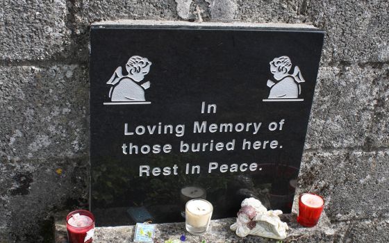 Memorial plaque at the site of the former mother and baby home in Tuam, County Galway, Ireland (Courtesy of Breeda Murphy)