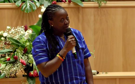 Ssenfuka Joanita Warry speaks at the Voices of Faith event March 8 in Rome. (YouTube/Voices of Faith)
