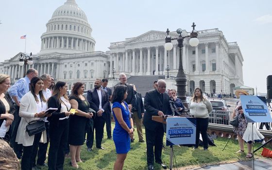 Washington Cardinal Wilton Gregory speaks outside the U.S. Capitol at a July 21 press conference sponsored by the American Business Immigration Coalition, which supports immigration reform. (NCR photo/Melissa Cedillo)