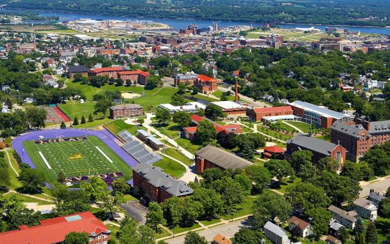 An aerial view of the Loras College campus in Dubuque, Iowa (Courtesy of Loras College)
