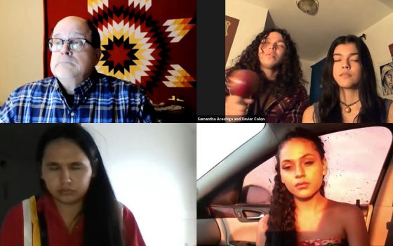 Four members of the International Indigenous Youth Council take part in a conversation March 17 as part of the annual climate change conference at Loyola University Chicago, which in 2021 focused on youth activism.