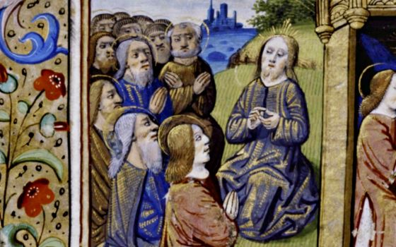 A 15th-century French miniature depicts Jesus teaching the Our Father. (Courtesy of the New York Public Library)