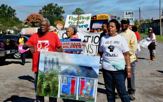 Sharon Lavigne, right, joins a march organized by the Coalition Against Death Alley in Louisiana in October 2019. (Courtesy of Louisiana Bucket Brigade/Tom Wright)