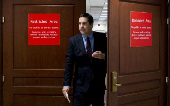 Rep. Devin Nunes, R-Calif., exits the offices of the House Intelligence Committee at the Capitol in Washington, D.C., March 22, 2017. (Newscom/CQ Roll Call/Bill Clark)