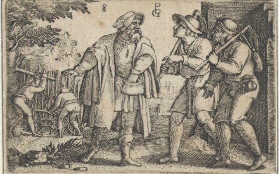 15th-century engraving of "The Parable of the Father and His Two Sons in the Vineyard, from The Story of Christ" (Metropolitan Museum of Art/Harris Brisbane Dick Fund, 1917)