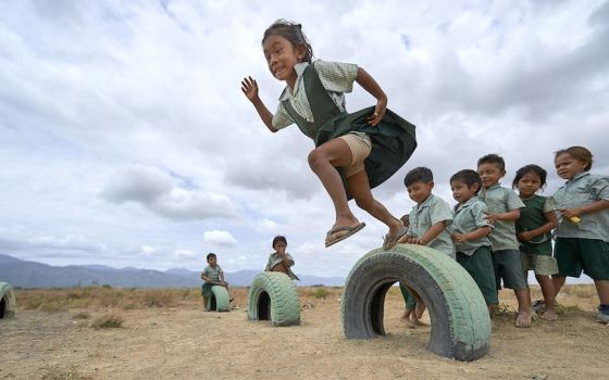 Children play in a village near Lethem, Guyana, in 2019. Pope Francis' encyclical Laudato Si' calls for reflection on the kind of world we want to leave for future generations. (CNS photo/Paul Jeffrey)