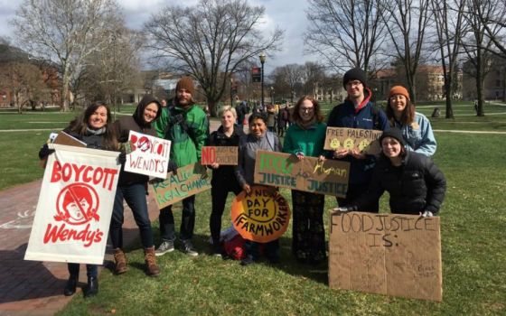 Student protesters at Ohio State University participate in a weeklong fast against Wendy's in March 2017 in solidarity with the Coalition of Immokalee Workers. (Courtesy of Rachael Birri)
