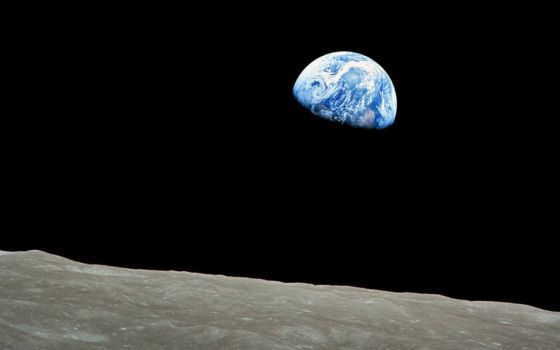 "Earthrise" is a famous photograph of the Earth and parts of the moon's surface taken from lunar orbit by astronaut Bill Anders on Dec. 24, 1968, during the Apollo 8 mission. (Bill Anders/NASA/Creative Commons)
