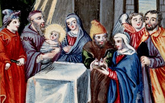 Detail of a 16th-century miniature of the Presentation of Jesus at the Temple (Wellcome Collection, CC BY)