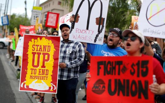 Striking McDonald's workers in Las Vegas demand a $15 minimum wage June 14, 2019. (CNS/Reuters/Mike Segar)