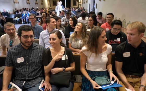 Attendees wait for Bishop Robert McElroy to close the 2019 Young Adult Synod in San Diego Nov. 9. (David Maung)