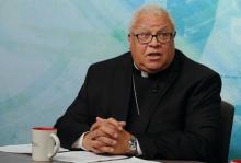 Bishop George Murry of Youngstown, Ohio, speaks during a video news conference Aug. 23 at the U.S. Conference of Catholic Bishops headquarters in Washington. (CNS/Bob Roller)