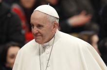 Pope Francis is pictured during his general audience in St. Peter's Basilica at the Vatican Feb. 28. (CNS/Paul Haring)