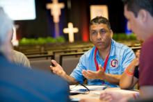 Deacon Martin Garcia participates in a breakout session April 14 at a regional encuentro in San Antonio. (CNS/Thao Nguyen, for North Texas Catholic magazine)
