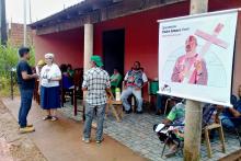 Supporters of Fr. José Amaro wait near the courthouse March 13 in Anapu in the Brazilian state of Pará for proceedings against him to finish. (Carlos Tautz)