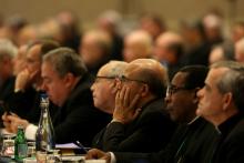 Bishops listen to a speaker during the fall general assembly of the U.S. Conference of Catholic Bishops in Baltimore Nov. 12. (CNS/Bob Roller) 