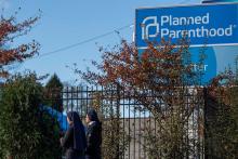 Women religious pray outside of a Planned Parenthood location in Columbus, Ohio, Nov. 12, 2021. (CNS/Reuters/Gaelen Morse)