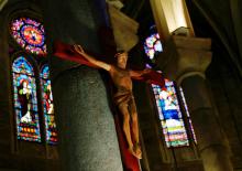 A crucifix is seen in Notre-Dame Basilica in Nice, France, Oct. 4, 2021. The next day, a report on clergy sexual abuse in the Catholic Church in France was released, showing there had been 3,000 abusers since the 1950s. (CNS/Reuters/Eric Gaillard)