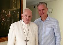 Juan Carlos Cruz Chellew, right, with Pope Francis (Courtesy of Juan Carlos Cruz Chellew)
