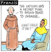 Francis, the comic strip: What is the Vatican's secret plan to bring peace to Ukraine?