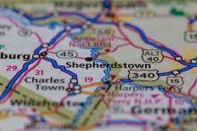 Shepherdstown, West Virginia, on a road map (Dreamstime/Gary Hider)