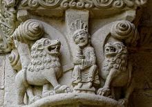 Daniel in the lion's den, depicted in stone at Sauve Majeure Abbey in La Sauve, Gironde, France (JLPC/Wikimedia Commons/CC BY-SA 3.0)