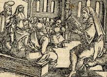 The Old Testament prophet Amos, right, is depicted in a 1533 woodcut print. (Wikimedia Commons/British Museum/Christian Egenolph)