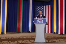 Democratic presidential nominee Joe Biden speaks at a Hispanic Heritage Month event in Kissimmee, Florida, Sept. 15. (CNS/Reuters/Leah Millis)