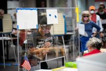 People are seen at an early voting site in Fairfax, Virginia, Sept. 18. (CNS/Reuters/Al Drago)