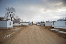 Homes line a dirt road in 2014 on the Rosebud Reservation of the Lakota in south central South Dakota. (CNS/Catholic Extension/Ron Wu)