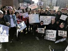 More than a hundred students and faculty from Northeast Ohio Catholic high schools attended the March for Our Lives in Cleveland Public Square on March 24. (Christine Schenk)
