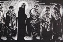 "Christ of the Breadlines" by Fritz Eichenberg, 1952, shared to the Catholic Worker (Flickr/Jim Forest)