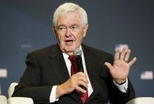 Former House Speaker Newt Gingrich speaks before former President Donald Trump at an America First Policy Institute agenda summit at the Marriott Marquis July 26 in Washington. (AP photo/Andrew Harnik)